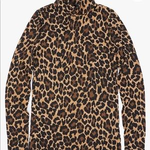 J Crew Cotton Leopard Turtleneck Large